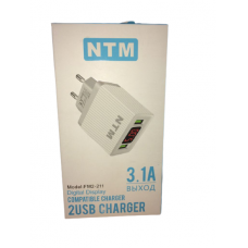 Сетевое зарядное устройство белое 2USB 3.1А NTM СЗУ 3.1A/5V W